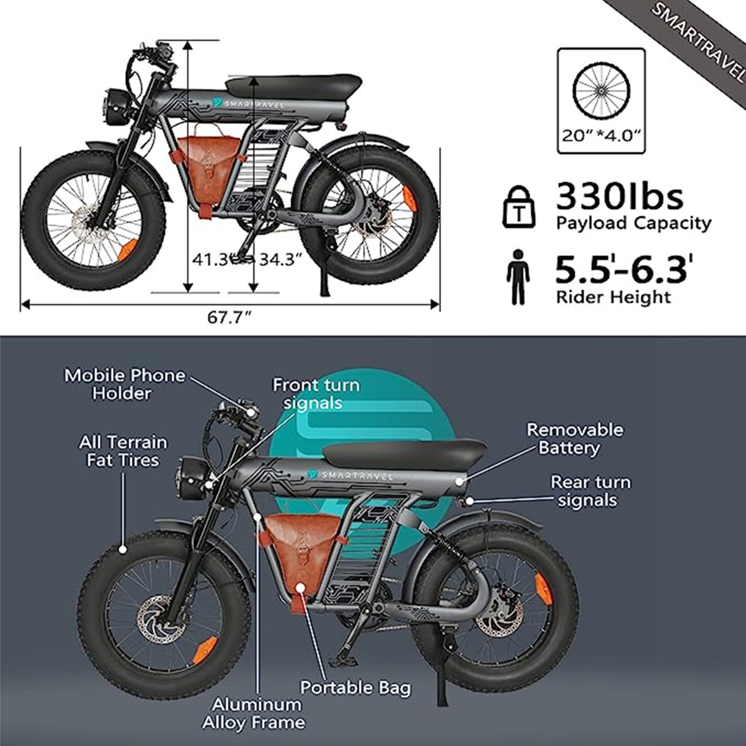 Smartravel Rocket ST201F Retro Fat Tire Ebike