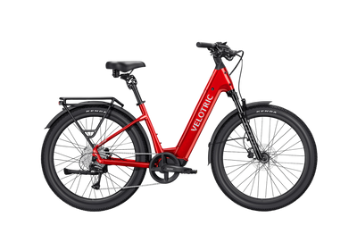 Velotric Discover 3 in Cherry Crimson, side view — Zeus eBikes Canada