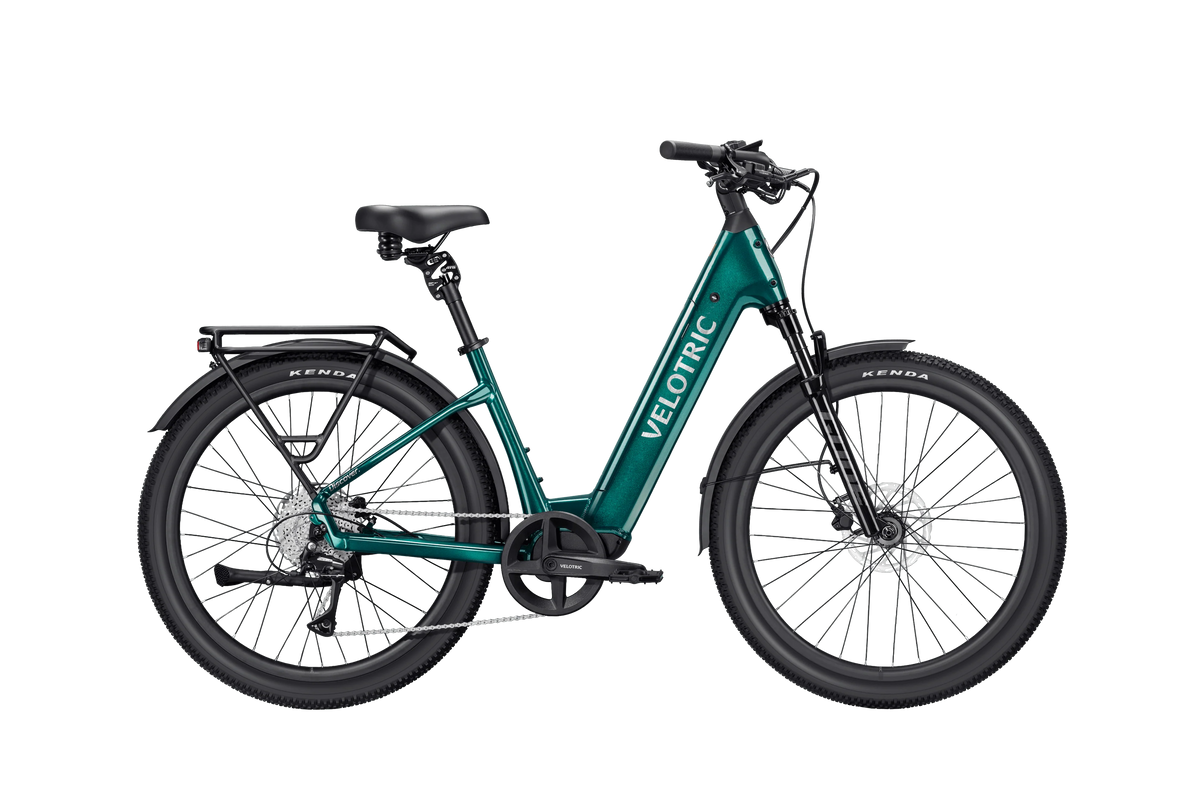 Velotric Discover 3 in Emerald Green, side view — Zeus eBikes Canada