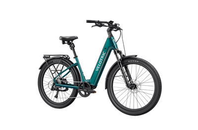 Velotric Discover 3 in Emerald Green, front three-quarter view — Zeus eBikes Canada