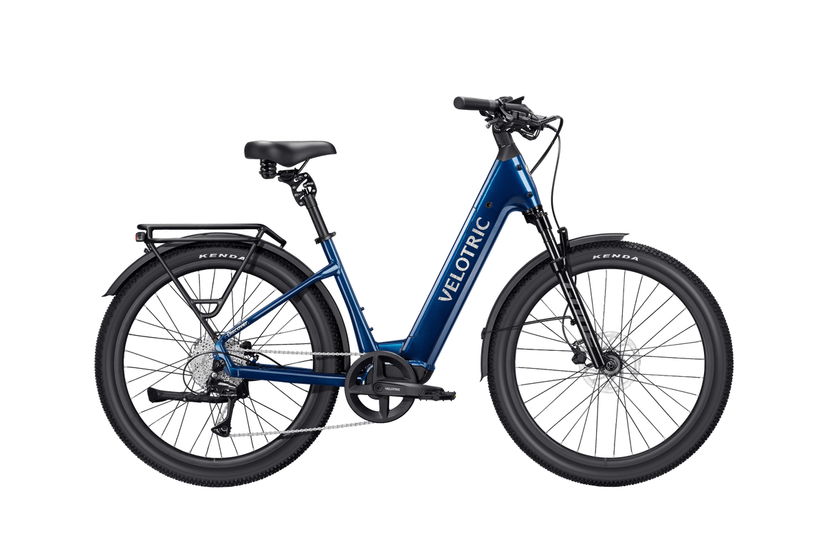 Velotric Discover 3 in Lemans Blue, side view — Zeus eBikes Canada