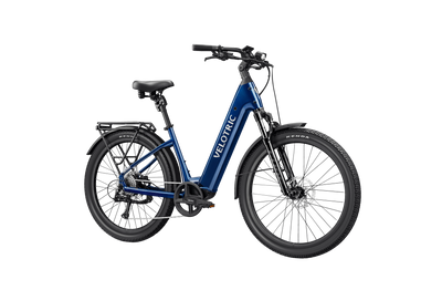 Velotric Discover 3 in Lemans Blue, front three-quarter view — Zeus eBikes Canada