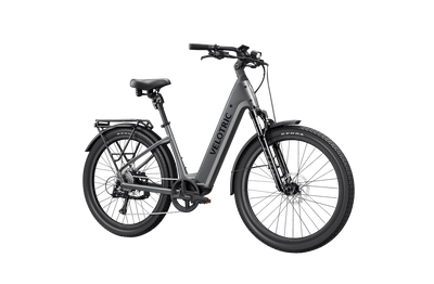 Velotric Discover 3 in Stone Gray, front three-quarter view — Zeus eBikes Canada