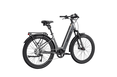 Velotric Discover 3 in Stone Gray, rear three-quarter view — Zeus eBikes Canada