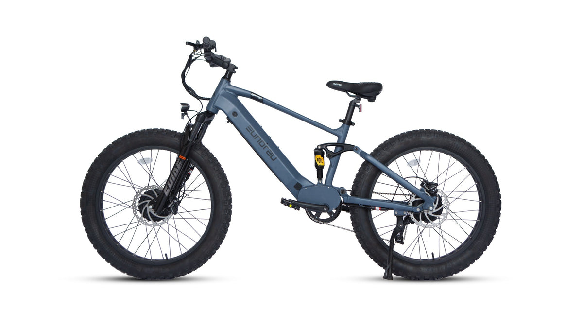 Eunorau Defender-S 2.0 in Moon Black, non-drive side with kickstand down — Zeus eBikes Canada