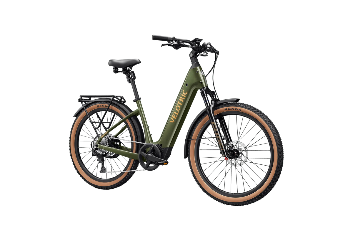 Velotric Discover M in Olivine Green, front three-quarter view — Zeus eBikes Canada