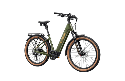Velotric Discover M in Olivine Green, front three-quarter view — Zeus eBikes Canada