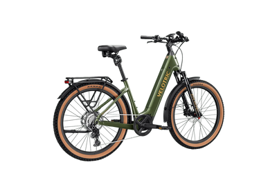 Velotric Discover M in Olivine Green, rear three-quarter view — Zeus eBikes Canada