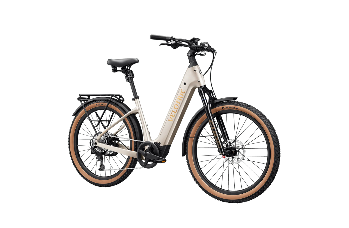 Velotric Discover M in Platinum Silver, front three-quarter view — Zeus eBikes Canada