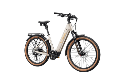 Velotric Discover M in Platinum Silver, front three-quarter view — Zeus eBikes Canada