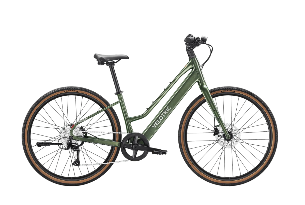 Velotric Tempo Mid-Step in Forest Evergreen, side view — Zeus eBikes Canada