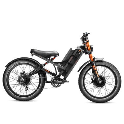 Eahora Romeo Pro III dual-motor AWD electric bike in Black — 26x4.0 fat tires, 60V 80Ah 4,800Wh battery, full air suspension — Zeus eBikes Canada
