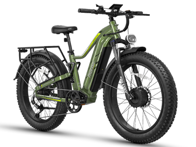 Freesky Eurostar Turbo M-410 dual-motor full-suspension fat-tire electric bike in green — Zeus eBikes Canada