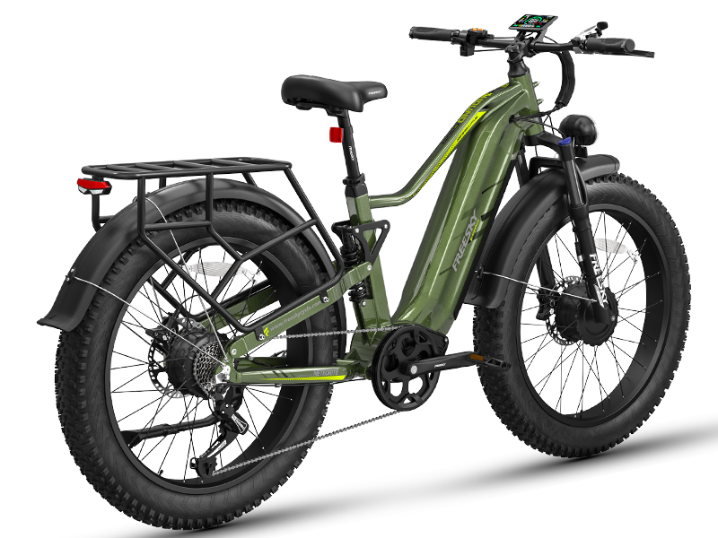 Freesky Eurostar Turbo M-410 in green, rear three-quarter view — Zeus eBikes Canada