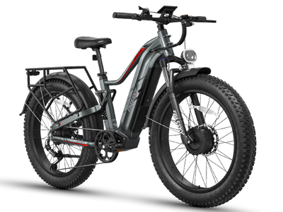 Freesky Eurostar Turbo M-410 dual-motor full-suspension fat-tire electric bike in gray — Zeus eBikes Canada