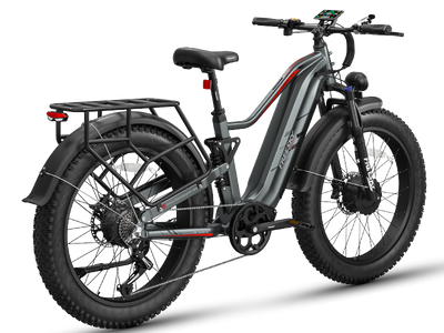 Freesky Eurostar Turbo M-410 in gray, rear three-quarter view — Zeus eBikes Canada