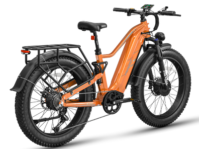 Freesky Eurostar Turbo M-410 in orange, rear three-quarter view — Zeus eBikes Canada