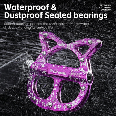 Anti Slip Aluminum Alloy Cat-Shaped Bicycle 3 Bearings Pedal