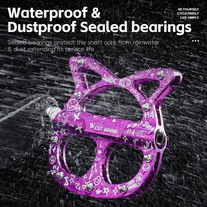 Anti Slip Aluminum Alloy Cat-Shaped Bicycle 3 Bearings Pedal