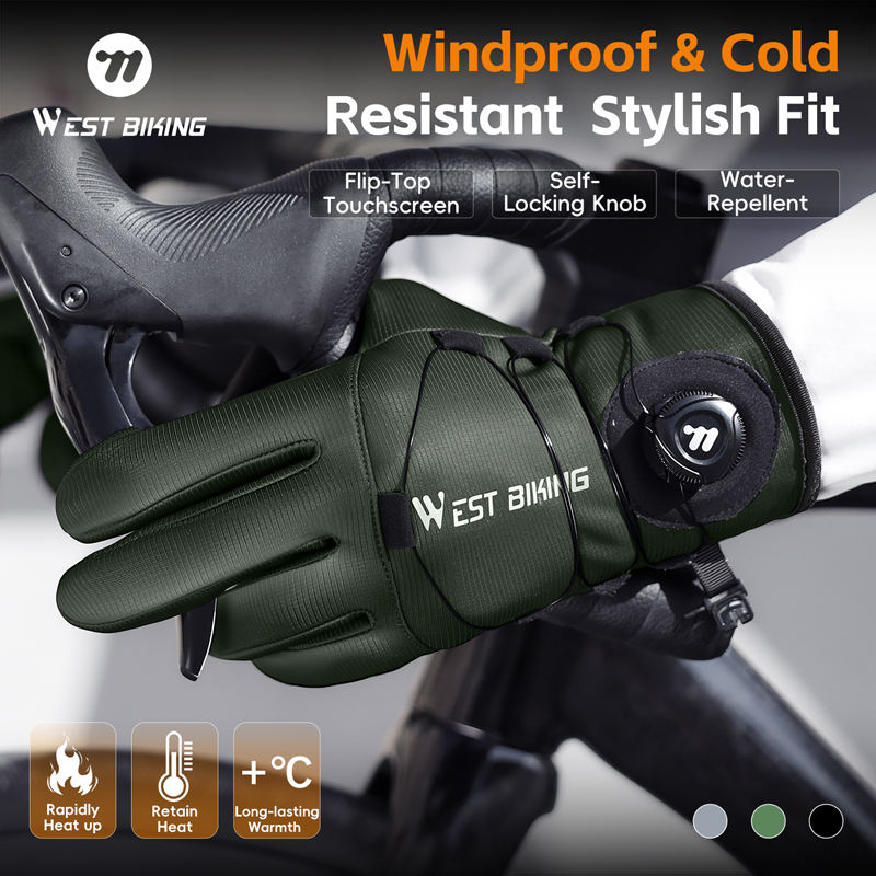 West Biking Thin Fleece Thermal Cycling Gloves