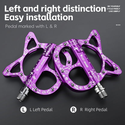 Anti Slip Aluminum Alloy Cat-Shaped Bicycle 3 Bearings Pedal