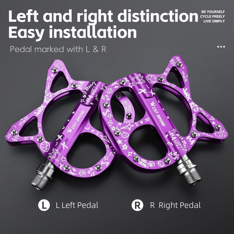 Anti Slip Aluminum Alloy Cat-Shaped Bicycle 3 Bearings Pedal