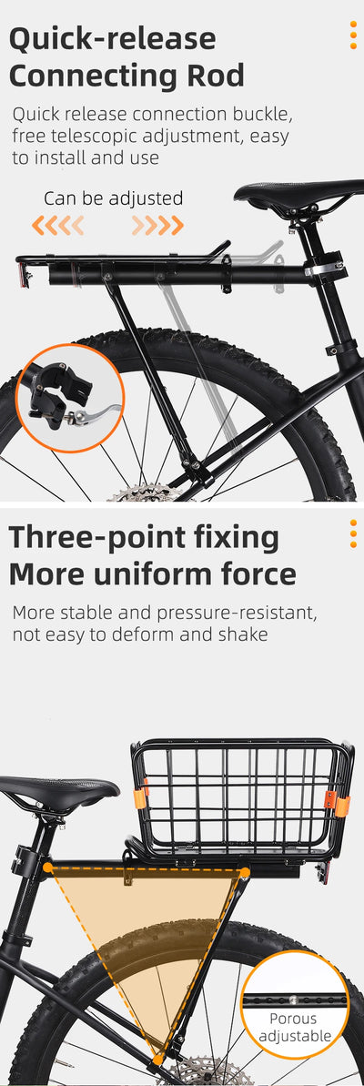 Universal Large Capacity Rear Rack and Basket