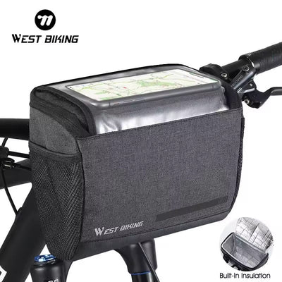 West Biking Multifunctional Handlebar Bag — 4.5L Insulated, Touch-Screen