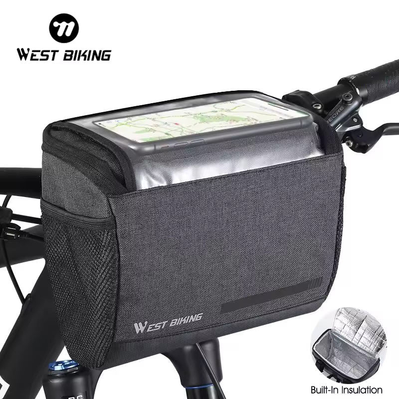West Biking Multifunctional Handlebar Bag — 4.5L Insulated, Touch-Screen
