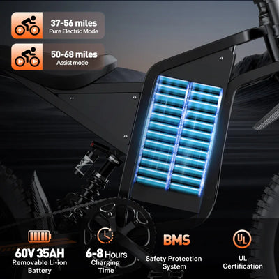 YVY Q8 Long Range Electric Motorbike — 60V, 2,100 Wh