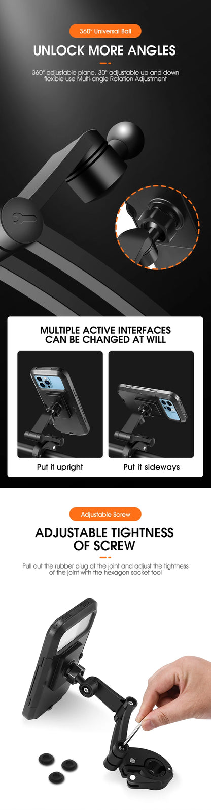 Enclosed Adjustable Universal Ebike Phone Holder