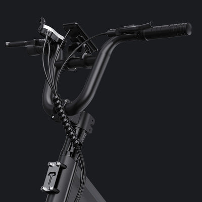One-piece BMX-style handlebar of the Tesway X7 Pro New with display and hydraulic brake levers — Zeus eBikes Canada