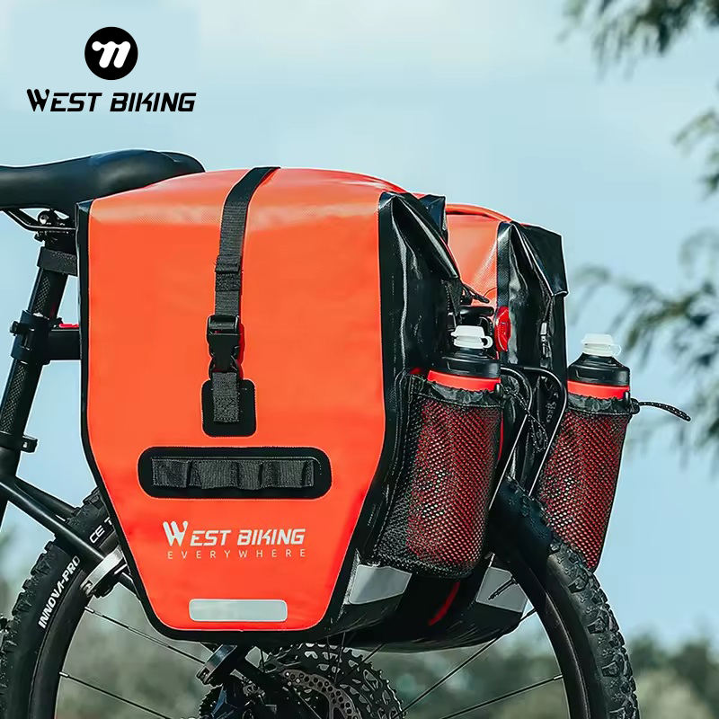 West Biking Long Riding Double Pannier Bag (50L) — Waterproof Rear Rack Bags