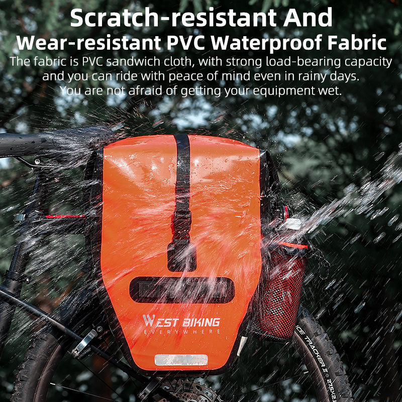 West Biking Long Riding Double Pannier Bag (50L) — Waterproof Rear Rack Bags