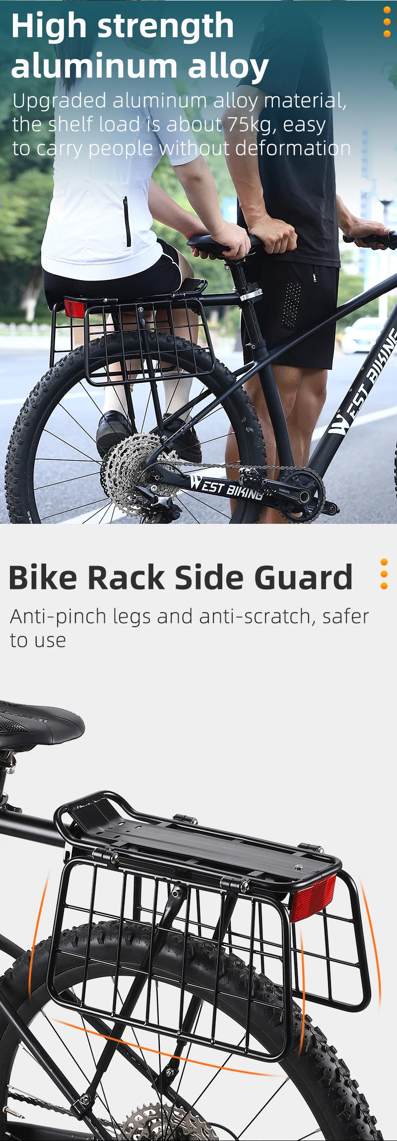 Universal Large Capacity Rear Rack and Basket