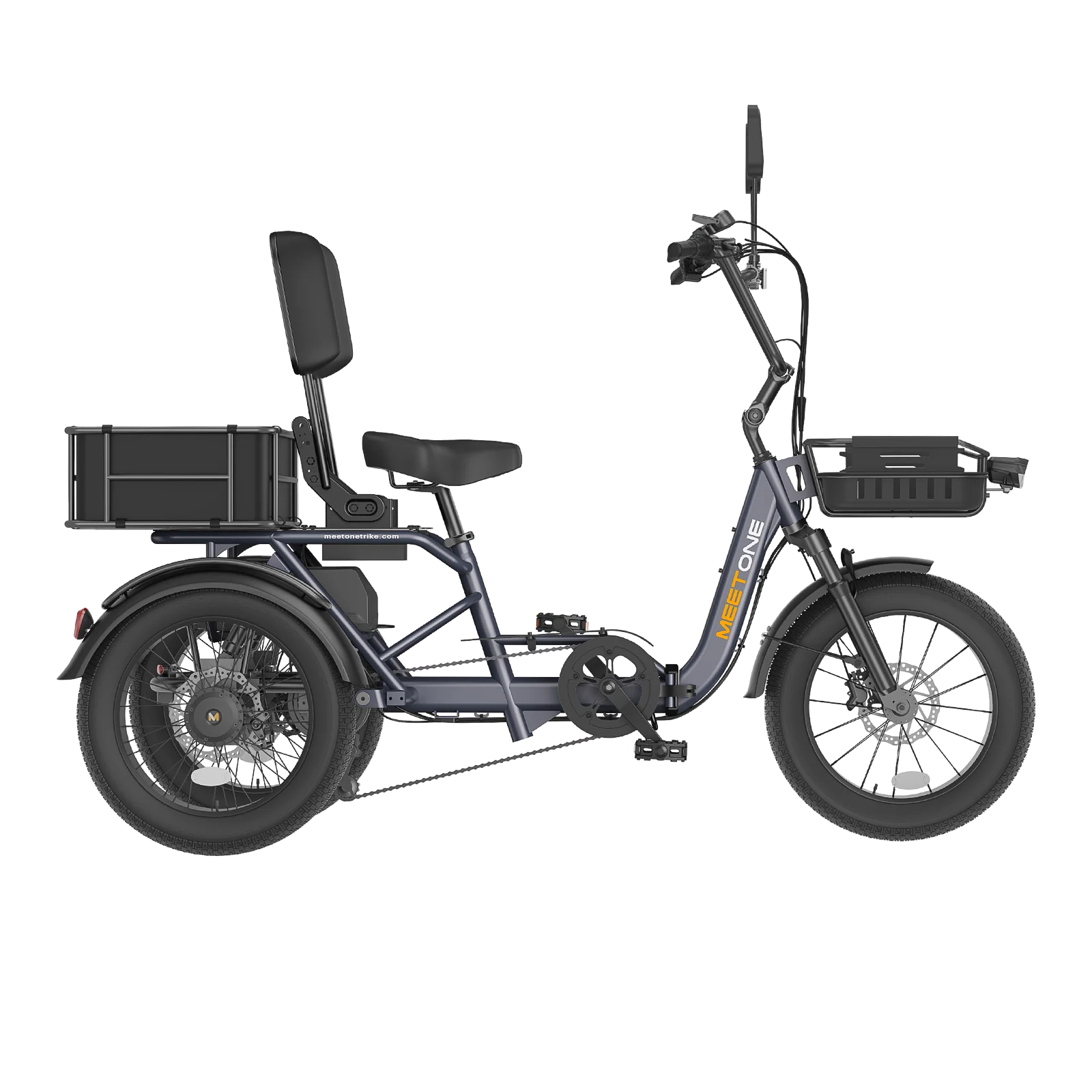 Meet One Breeze 2.0 grey folding electric trike side profile — Zeus eBikes Canada