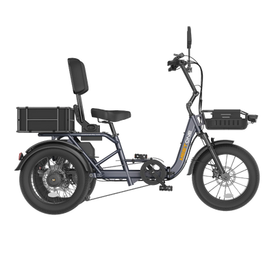 Meet One Breeze 2.0 grey folding electric trike side profile — Zeus eBikes Canada