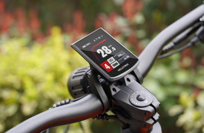 Velotric Summit 1 display and handlebar controls, close-up (Velotric photo) — Zeus eBikes Canada