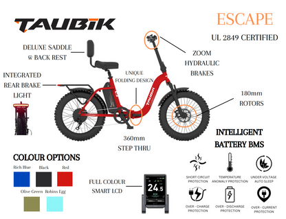 Taubik Escape Folding Ebike (Designed in Canada)