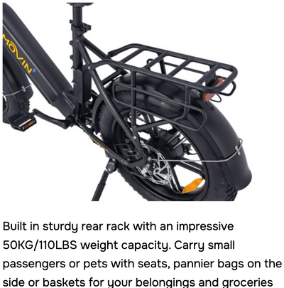 Movin Pulse Fat Tire Delivery E-Bike (500W, Dual-Battery Options, 50kg Rack, 32 km/h)