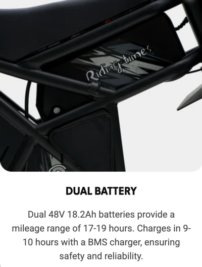 GT73 Electric Motorbike (Dual Battery 48V 18.2Ah×2, 2400W Peak, 25” Off-Road Tires)