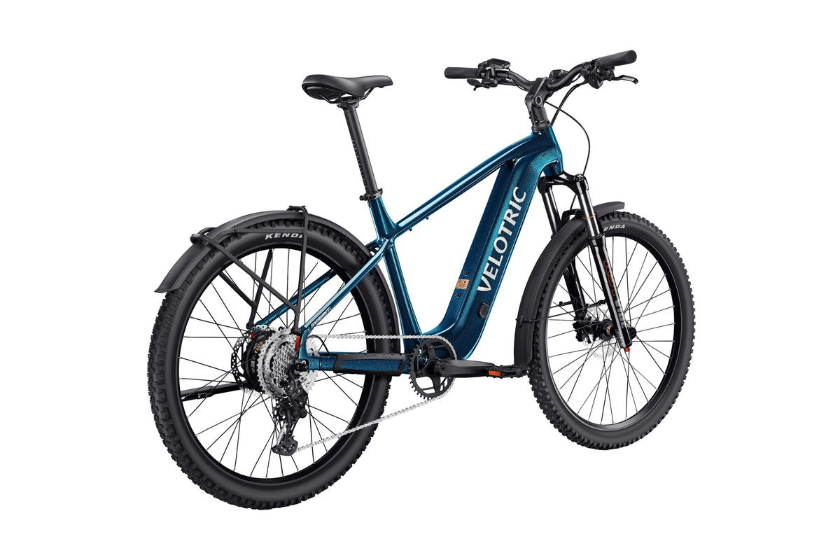 Velotric Summit 2 in Ocean Blue, rear three-quarter view — Zeus eBikes Canada