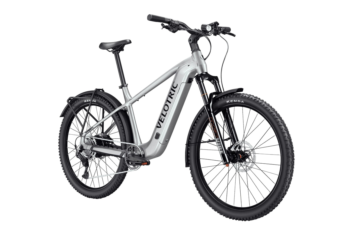Velotric Summit 2 in Glacial Silver, front three-quarter view — Zeus eBikes Canada