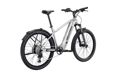 Velotric Summit 2 in Glacial Silver, rear three-quarter view — Zeus eBikes Canada