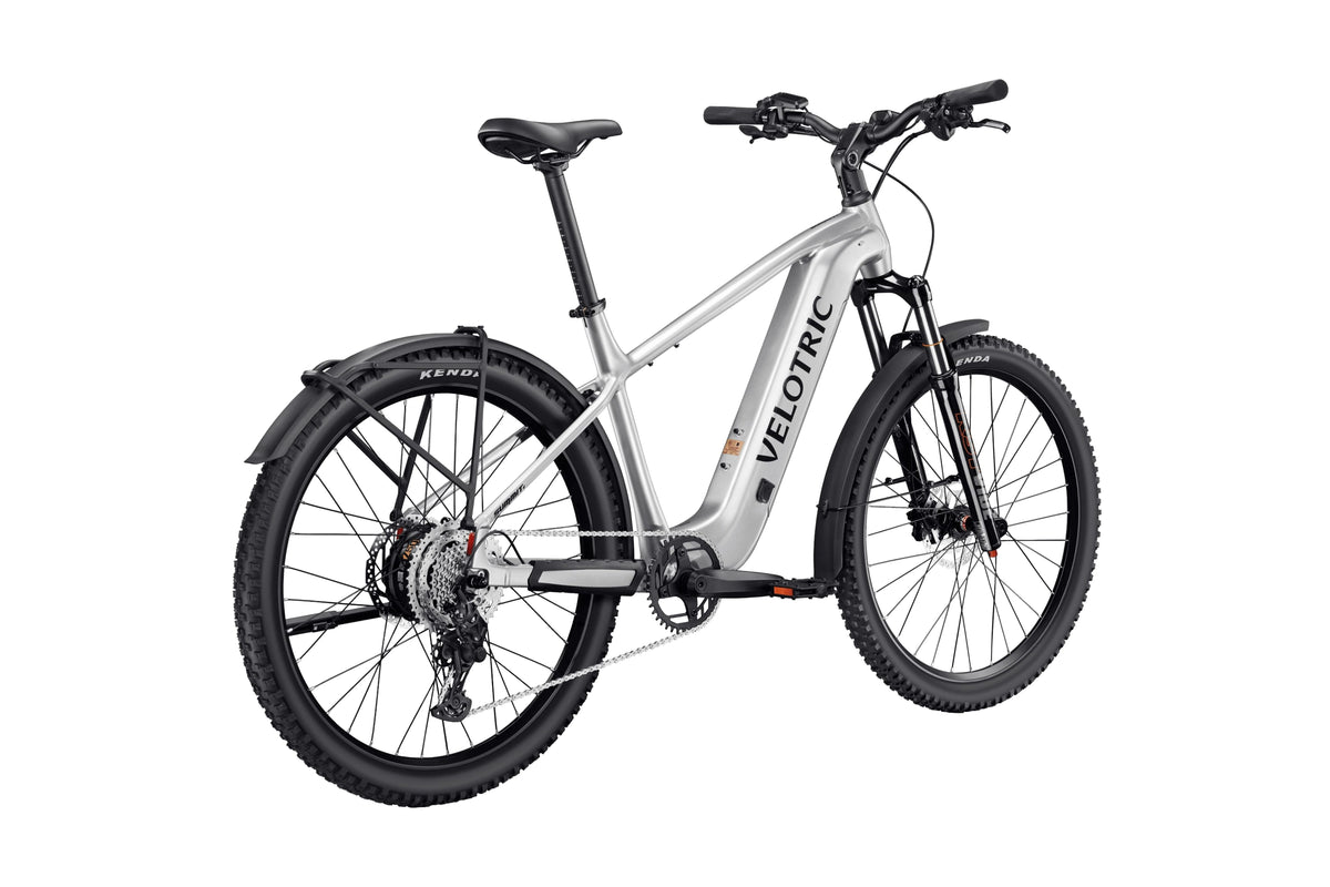 Velotric Summit 2 in Glacial Silver, rear three-quarter view — Zeus eBikes Canada