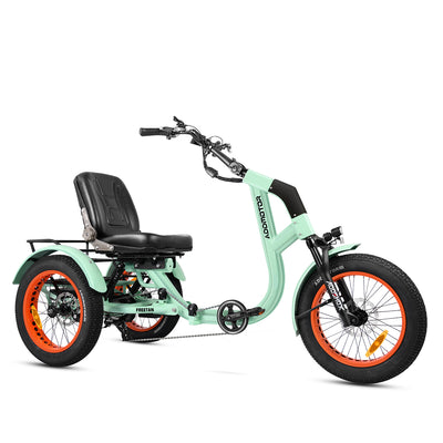Addmotor Freetan M-368X semi-recumbent electric trike in Mint Green — Zeus eBikes Canada