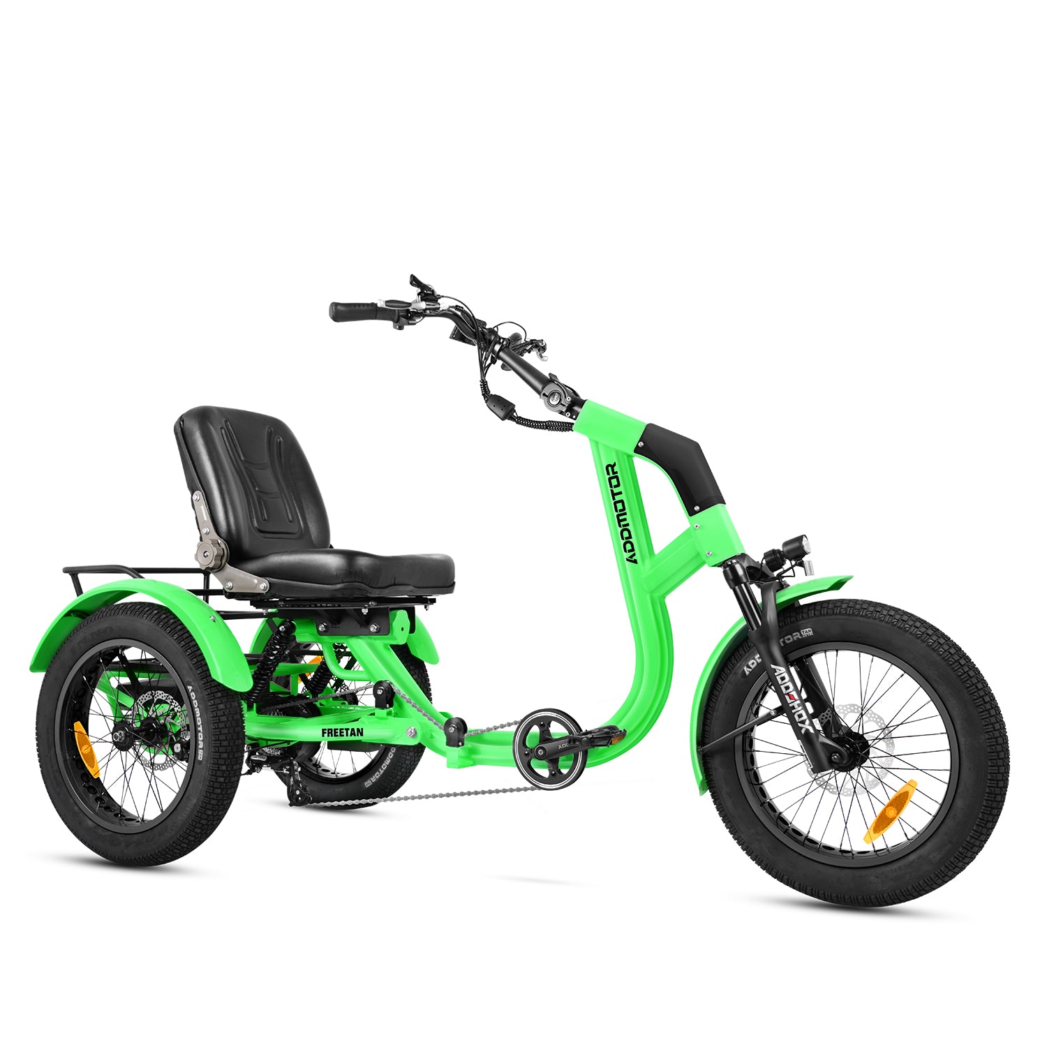 Addmotor Freetan M-368X semi-recumbent electric trike in Green — Zeus eBikes Canada