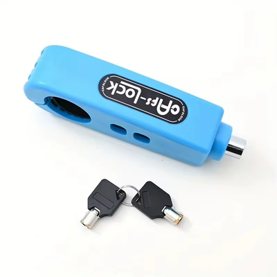 Blue brake lever grip lock with two keys on a ring — Zeus eBikes Canada