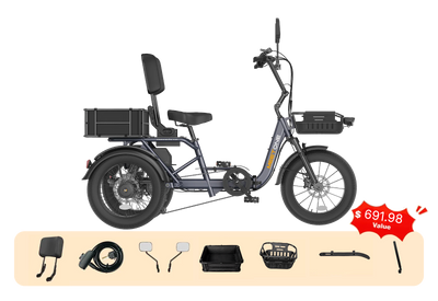 Meet One Breeze 2.0 folding full-suspension fat-tire electric trike with semi-recumbent seat — Zeus eBikes Canada
