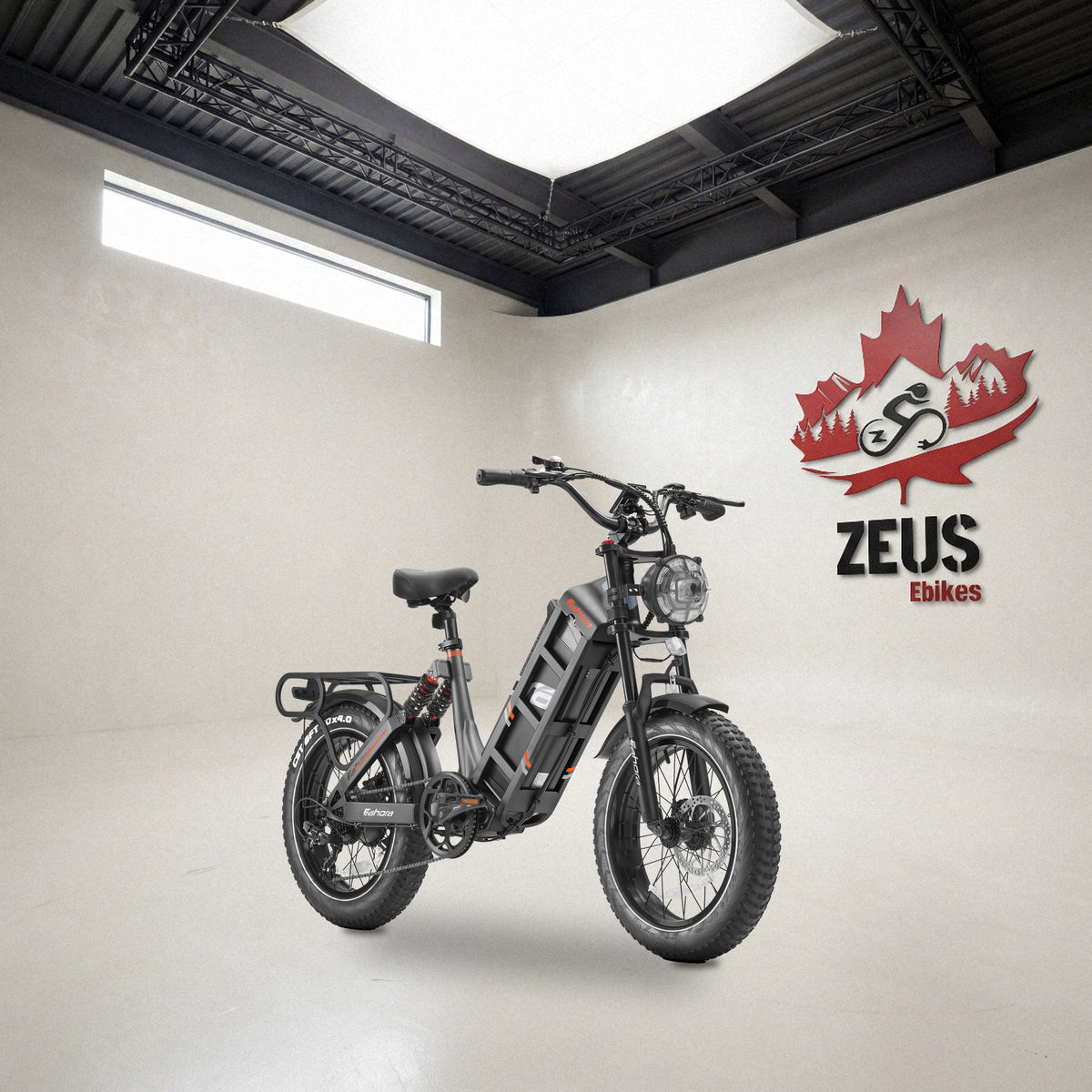 Eahora Juliet in Black, front three-quarter view: Eahora’s own product photo of the bike, set in the Zeus eBikes studio
